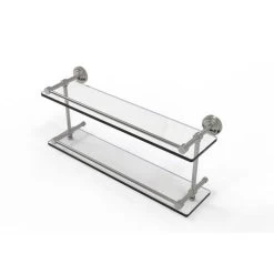 Allied Brass Dottingham Satin Nickel 2-Tier Brass Wall Mount Bathroom Shelf