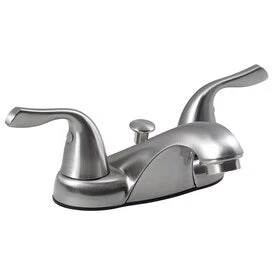 Project Source Brushed Nickel 2-Handle 4-in Centerset WaterSense Bathroom Sink Faucet With Drain 3 Project Source Brushed Nickel 2-Handle 4-in Centerset WaterSense Bathroom Sink Faucet With Drain