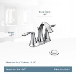 Moen Eva Brushed Nickel 2-handle 4-in Centerset WaterSense Bathroom Sink Faucet With Drain -Master Lock Store 026508153109 08509425 1800x1800