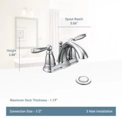 Moen Brantford Brushed Nickel 2-handle 4-in Centerset WaterSense Bathroom Sink Faucet With Drain 11 Moen Brantford Brushed Nickel 2-handle 4-in Centerset WaterSense Bathroom Sink Faucet With Drain -Master Lock Store 026508162057 09103570 1800x1800