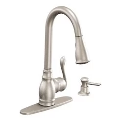 DeWALT Moen Anabelle Stainless Steel 1-Handle Deck Mount Pull-Down Kitchen Faucet (Deck Plate Included)