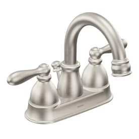 New Lower Price; Moen Caldwell Spot Resist Brushed Nickel 2-Handle 4-in Centerset WaterSense Bathroom Sink Faucet With Drain 3 New Lower Price; Moen Caldwell Spot Resist Brushed Nickel 2-Handle 4-in Centerset WaterSense Bathroom Sink Faucet With Drain
