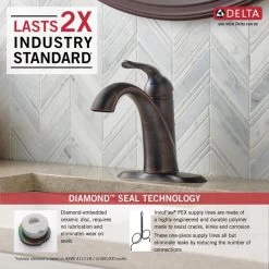 Delta Lahara Venetian Bronze 1-handle Single Hole/4-in Centerset WaterSense Bathroom Sink Faucet With Drain -Master Lock Store 034449594608 04873551 1800x1800