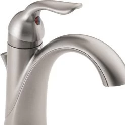 Delta Lahara Stainless 1-handle Single Hole/4-in Centerset WaterSense Bathroom Sink Faucet With Drain