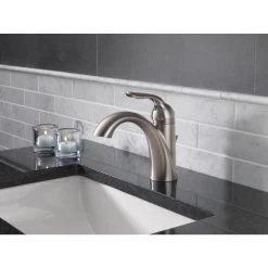 Delta Lahara Stainless 1-handle Single Hole/4-in Centerset WaterSense Bathroom Sink Faucet With Drain -Master Lock Store 034449594615 09886231 1800x1800