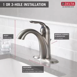 Delta Lahara Stainless 1-handle Single Hole/4-in Centerset WaterSense Bathroom Sink Faucet With Drain -Master Lock Store 034449594615 12171420 1800x1800