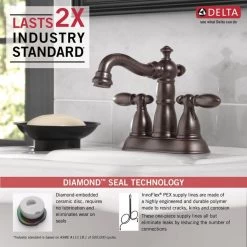 Delta Victorian Venetian Bronze 2-handle 4-in Centerset WaterSense Bathroom Sink Faucet With Drain -Master Lock Store 034449680660 09888199 1800x1800