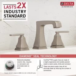 Delta Ashlyn Stainless 2-handle Widespread WaterSense Bathroom Sink Faucet With Drain -Master Lock Store 034449745352 09901486 1800x1800