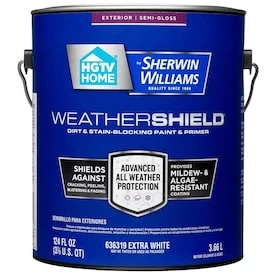 HGTV HOME By Sherwin-Williams Weathershield Extra White Semi-Gloss Exterior Paint (Actual Net Contents: 124-fl Oz) 3 HGTV HOME By Sherwin-Williams Weathershield Extra White Semi-Gloss Exterior Paint (Actual Net Contents: 124-fl Oz)