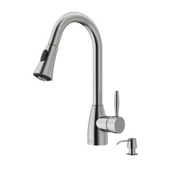 Aylesbury Single-Handle Pull-Down Sprayer Kitchen Faucet With Soap Dispenser In Stainless Steel