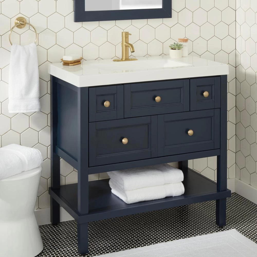 Modern Single Hole Single-Handle Low-Arc Bathroom Faucet In Matte Gold 4 Modern Single Hole Single-Handle Low-Arc Bathroom Faucet In Matte Gold - Image 2