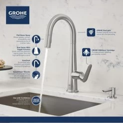 Veletto Single-Handle Pull-Down Dual Sprayer Kitchen Faucet With Soap Dispenser In SuperSteel InfinityFinish -Master Lock Store 0fc9a21a504f5d908dfb1795d3c489b7 1800x1800