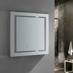 Spazio 30 In. W X 30 In. H Recessed Or Surface Mount Medicine Cabinet With LED Lighting And Mirror Defogger -Master Lock Store 10644dd3e3266a08b03013dd0944f239 1800x1800