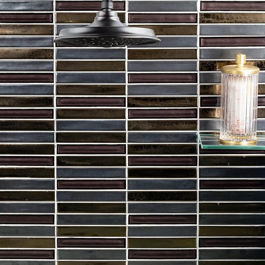 Bond Tile Glory Midnight 11.81 In. X 11.81 In. Ceramic And Glass Wall Mosaic (0.97 Sq. Ft.) 4 Bond Tile Glory Midnight 11.81 In. X 11.81 In. Ceramic And Glass Wall Mosaic (0.97 Sq. Ft.) - Image 2