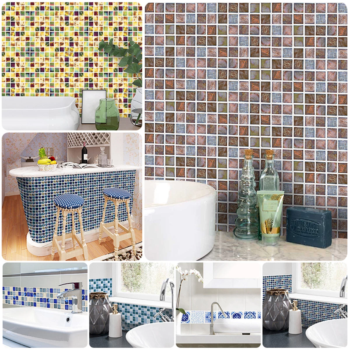 18Pcs Mosaic Tile Stickers Backsplash Self Adhesive Transfer Kitchen Wall Floor Decals 3 18Pcs Mosaic Tile Stickers Backsplash Self Adhesive Transfer Kitchen Wall Floor Decals