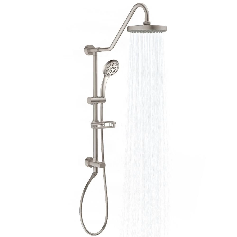 6-spray 8 In. Dual Shower Head And Handheld Shower Head With Low Flow In Brushed Nickel 6 6-spray 8 In. Dual Shower Head And Handheld Shower Head With Low Flow In Brushed Nickel - Image 4