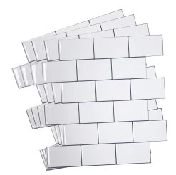 Crystiles 12"x12" Subway White Vinyl Peel And Stick Backsplash Tile, Pro Series Thicker Version, 4-Sheet Pack -Master Lock Store 22bf5239 4317 463e 98b1 b04595aa2f5e 1.de5b63a3938a173514990e8bac69bcb6 1800x1800