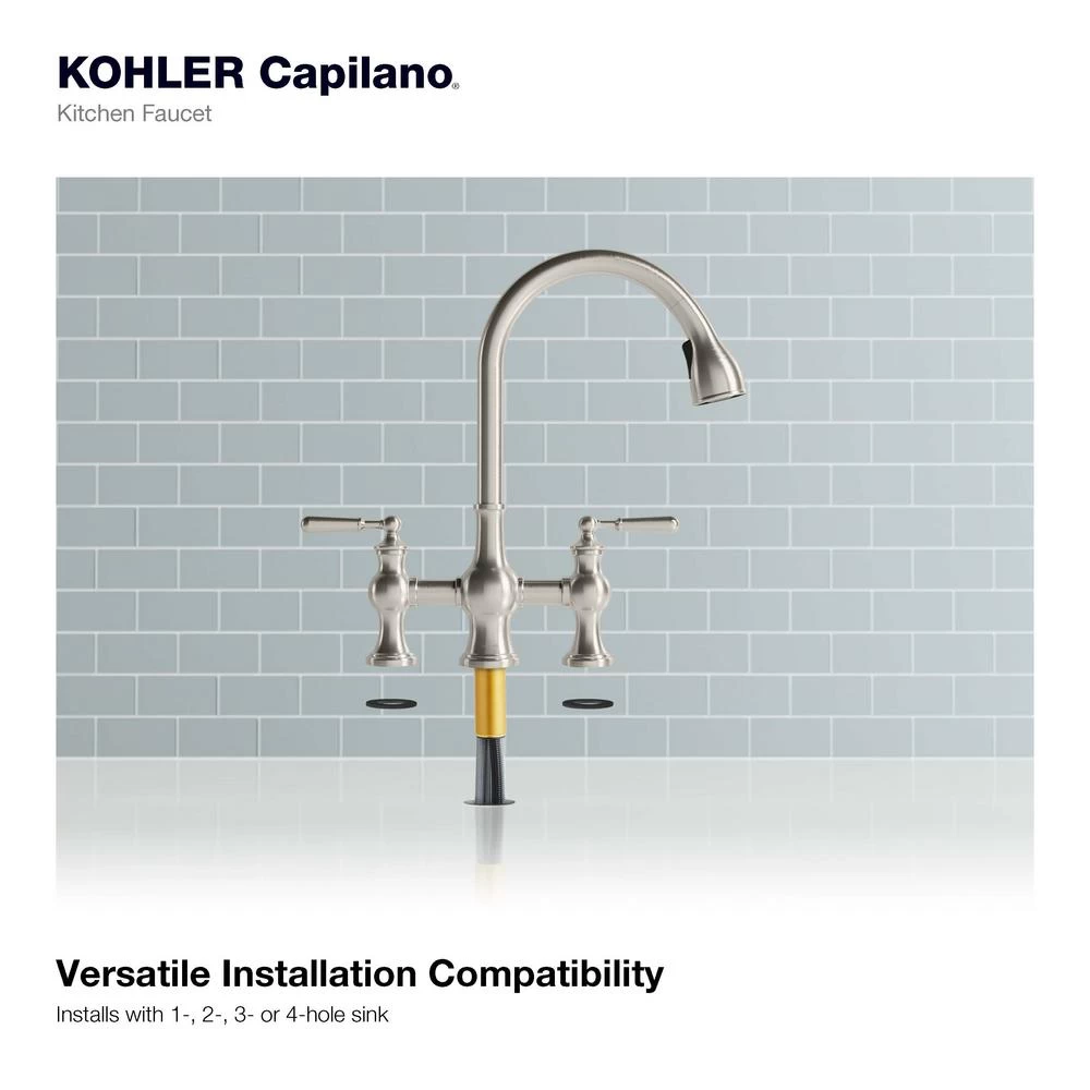 Capilano 2-Handle Bridge Farmhouse Pull-Down Kitchen Faucet With Soap Dispenser And Sweep Spray In Vibrant Stainless 7 Capilano 2-Handle Bridge Farmhouse Pull-Down Kitchen Faucet With Soap Dispenser And Sweep Spray In Vibrant Stainless - Image 5