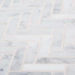Jeffrey Court Jet Stream White Herringbone 10 In. X 11 In. X 8 Mm Honed Marble Stone Mosaic Wall/Floor Tile