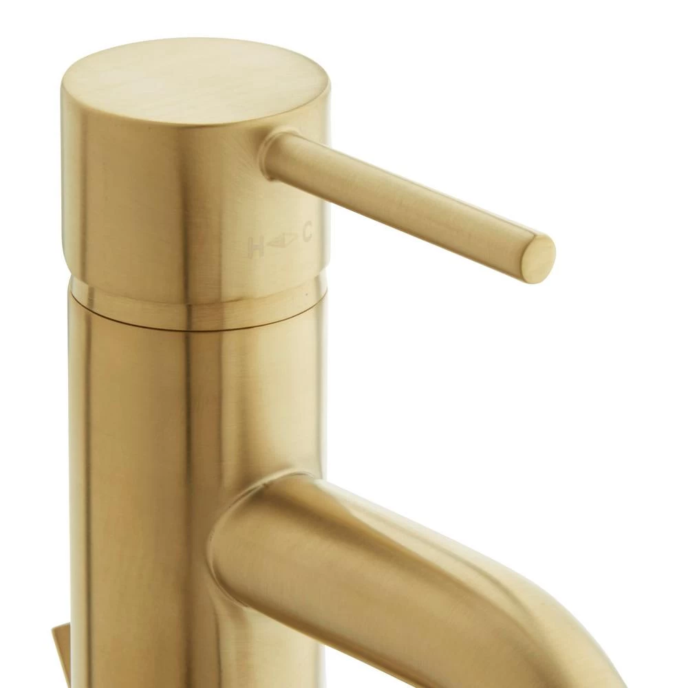 Modern Single Hole Single-Handle Low-Arc Bathroom Faucet In Matte Gold 5 Modern Single Hole Single-Handle Low-Arc Bathroom Faucet In Matte Gold - Image 3
