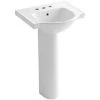 KOHLER Veer 21 In. Vitreous China Pedestal Combo Bathroom Sink In White With Overflow Drain