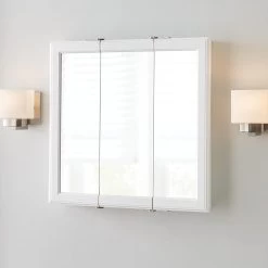 24-3/16 In. W X 24-3/16 In. H Fog Free Framed Surface-Mount Tri-View Bathroom Medicine Cabinet In White -Master Lock Store 2ff2c658c1c073bbdee13e31c1fb7651 1800x1800