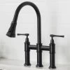 Allyn Transitional 2-Handle Bridge Kitchen Faucet With Pull-Down Sprayhead In Spot Free Stainless Steel