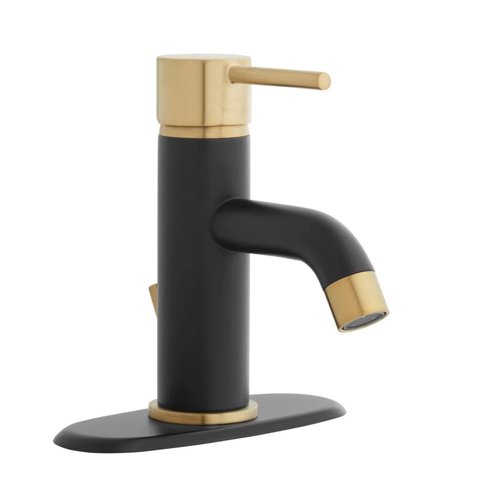 Modern Single Hole Single-Handle Low-Arc Bathroom Faucet In Matte Gold 10 Modern Single Hole Single-Handle Low-Arc Bathroom Faucet In Matte Gold - Image 8