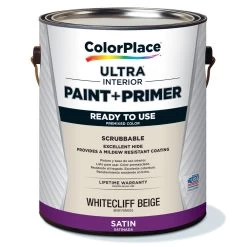 ColorPlace ULTRA Interior Paint & Primer, Whitecliff Beige, Satin, 1 Gallon