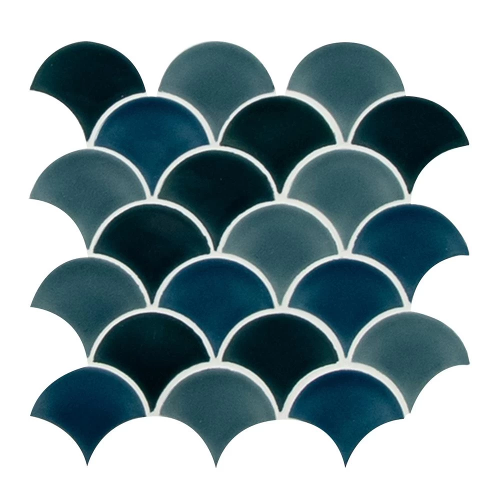 MSI Azul Scallop Glossy 13.11 In. X 9.96 In. X 8mm Glossy Porcelain Mesh-Mounted Mosaic Tile (9.1 Sq. Ft. / Case) 3 MSI Azul Scallop Glossy 13.11 In. X 9.96 In. X 8mm Glossy Porcelain Mesh-Mounted Mosaic Tile (9.1 Sq. Ft. / Case)