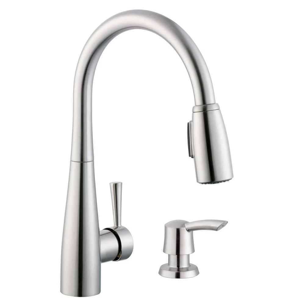 900 Series Single-Handle Pull-Down Sprayer Kitchen Faucet With Soap Dispenser In Stainless Steel 9 900 Series Single-Handle Pull-Down Sprayer Kitchen Faucet With Soap Dispenser In Stainless Steel - Image 7