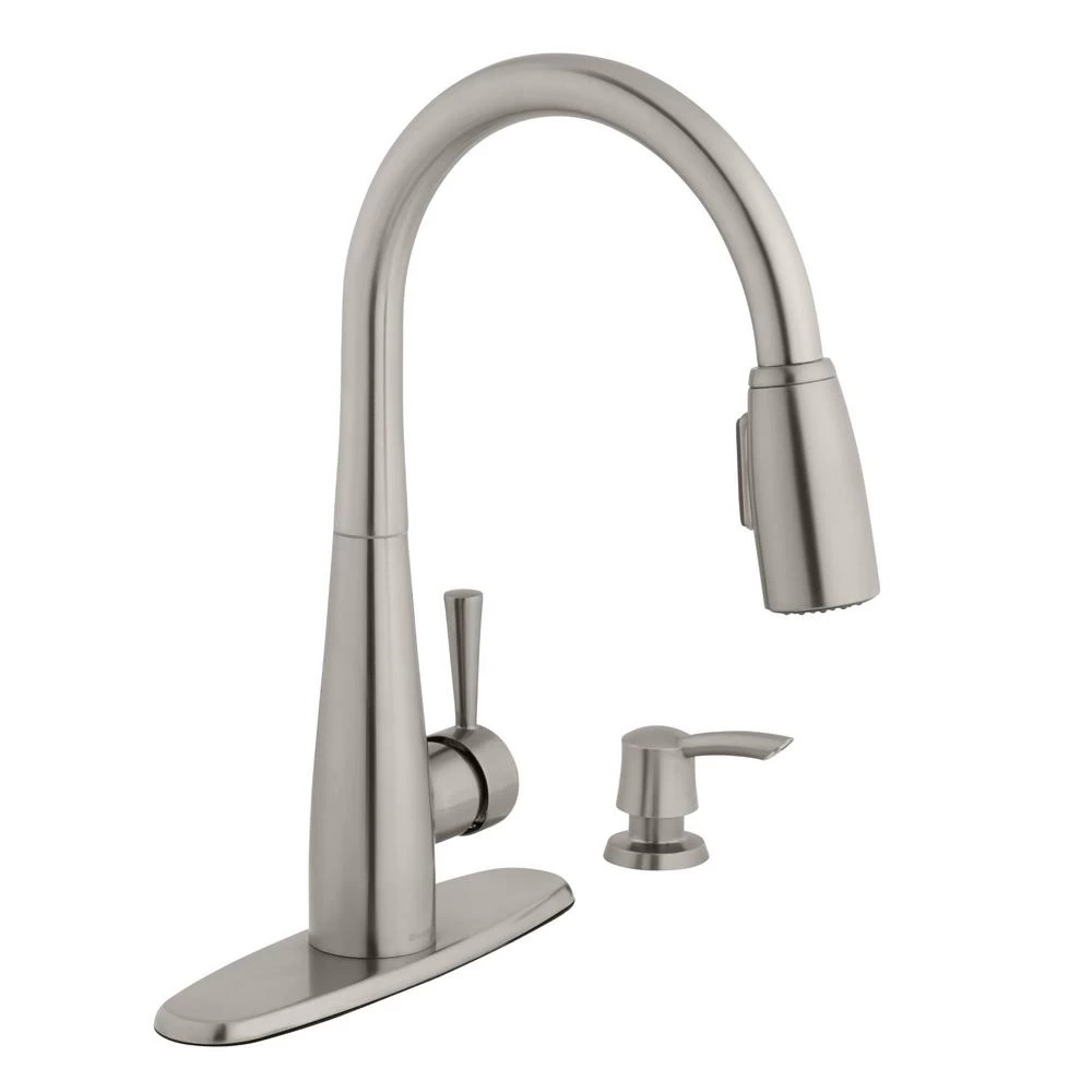 900 Series Single-Handle Pull-Down Sprayer Kitchen Faucet With Soap Dispenser In Stainless Steel 3 900 Series Single-Handle Pull-Down Sprayer Kitchen Faucet With Soap Dispenser In Stainless Steel