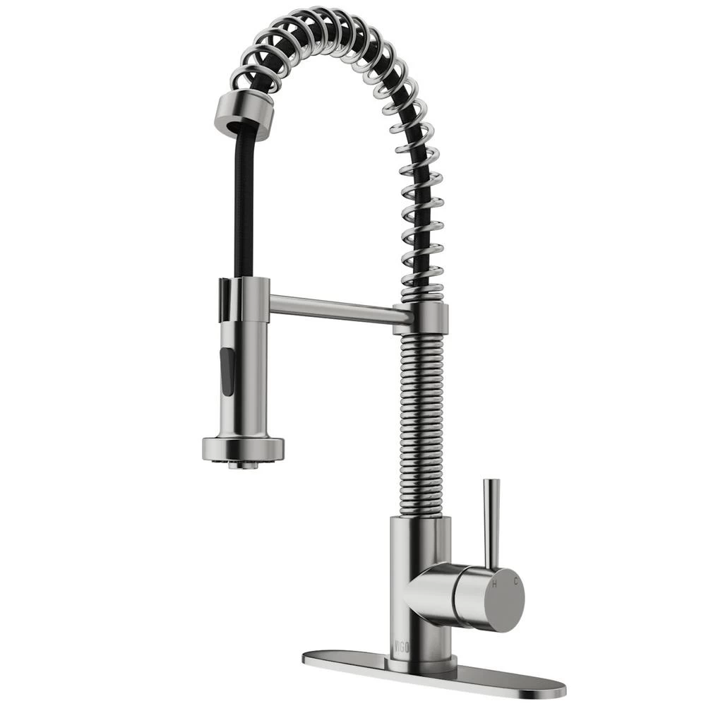 Edison Single-Handle Pull-Down Sprayer Kitchen Faucet With Deck Plate In Matte Black 9 Edison Single-Handle Pull-Down Sprayer Kitchen Faucet With Deck Plate In Matte Black - Image 7