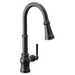 U By Moen Paterson Single-Handle Pull-Down Sprayer Smart Kitchen Faucet With Voice Control And PowerBoost In Matte Black
