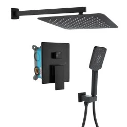 3-Spray With 2.5 GPM 10 In. 2 Functions Tub Wall Mount Dual Shower Heads In Spot In Matte Black (Valve Included)
