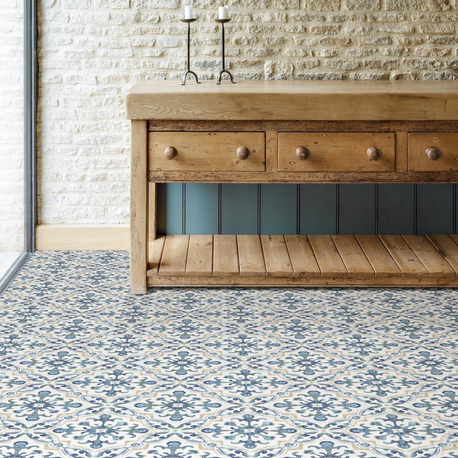 FloorPops Virgin Vinyl Blue FP3299 Tuscan Peel & Stick Floor Tiles 4 FloorPops Virgin Vinyl Blue FP3299 Tuscan Peel & Stick Floor Tiles - Image 2