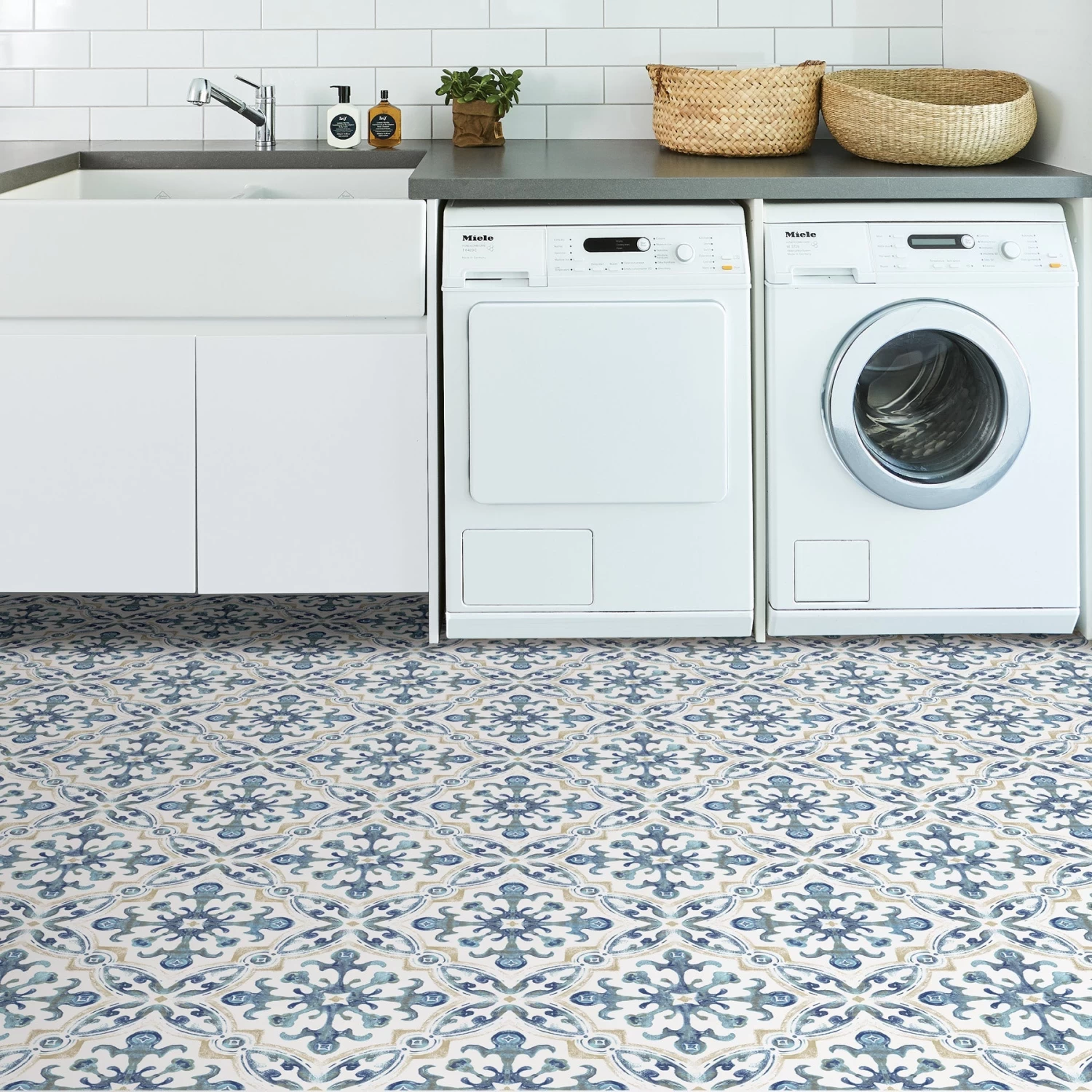 FloorPops Virgin Vinyl Blue FP3299 Tuscan Peel & Stick Floor Tiles 5 FloorPops Virgin Vinyl Blue FP3299 Tuscan Peel & Stick Floor Tiles - Image 3