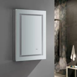 Spazio 24 In. W X 36 In. H Recessed Or Surface Mount Medicine Cabinet With LED Lighting, Mirror Defogger And Left Hinge -Master Lock Store 716dfc082047932904a67eb7e7841032 1800x1800