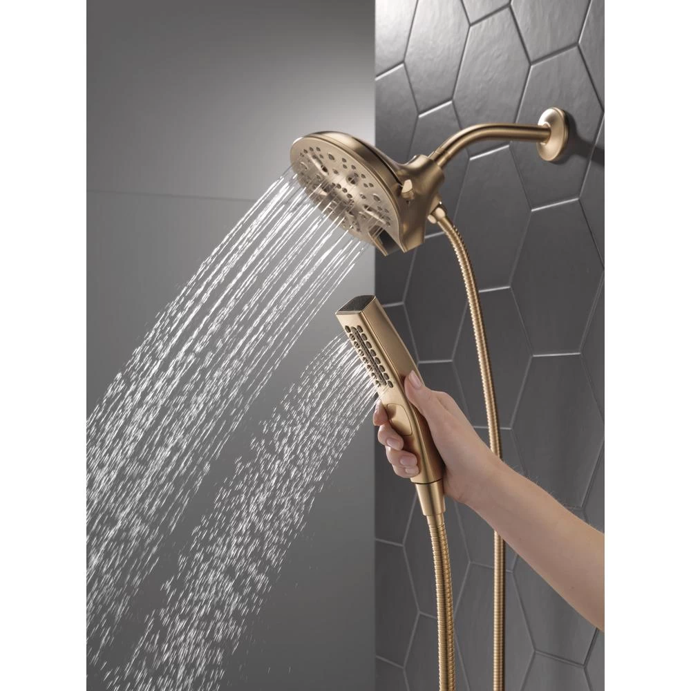 In2ition 5-Spray 6.06 In. Wall Mount Dual Shower Heads With H2Okinetic Technology In Champagne Bronze 4 In2ition 5-Spray 6.06 In. Wall Mount Dual Shower Heads With H2Okinetic Technology In Champagne Bronze - Image 2