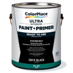 ColorPlace ULTRA Interior Paint & Primer, Onyx Black, Flat, 1 Gallon