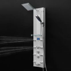 AKDY 51-in Aluminum 8-Spray Shower Panel System (Valve Included) -Master Lock Store 810764026020 10485839 1800x1800