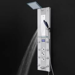 AKDY 51-in Aluminum 8-Spray Shower Panel System (Valve Included) -Master Lock Store 810764026020 10485841 1800x1800