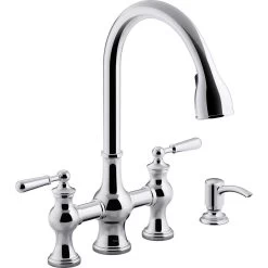 Capilano 2-Handle Bridge Farmhouse Pull-Down Kitchen Faucet With Soap Dispenser And Sweep Spray In Vibrant Stainless 21 Capilano 2-Handle Bridge Farmhouse Pull-Down Kitchen Faucet With Soap Dispenser And Sweep Spray In Vibrant Stainless -Master Lock Store 866fcdabb1a499d30ca1784af4070bc9 1800x1800