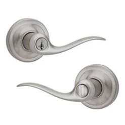 Kwikset Ashfield Satin Nickel Smartkey Universal Keyed Entry Door Handle