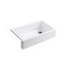 KOHLER Whitehaven 35.68-in X 21.56-in White Single Bowl Tall (8-in Or Larger) Undermount Apron Front/Farmhouse Residential Kitchen Sink