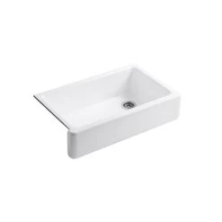 KOHLER Whitehaven 35.68-in X 21.56-in White Single Bowl Tall (8-in Or Larger) Undermount Apron Front/Farmhouse Residential Kitchen Sink