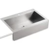 KOHLER Vault 35.75-in X 24.3125-in Single Bowl Tall (8-in Or Larger) Drop-In Apron Front/Farmhouse 2-Hole Commercial/Residential Kitchen Sink -Master Lock Store 885612697295 1800x1800