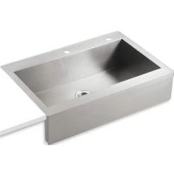 KOHLER Vault 35.75-in X 24.3125-in Single Bowl Tall (8-in Or Larger) Drop-In Apron Front/Farmhouse 2-Hole Commercial/Residential Kitchen Sink