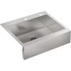 KOHLER Vault 30-in X 24.25-in Single Bowl Drop-In Apron Front/Farmhouse 2-Hole Commercial/Residential Kitchen Sink -Master Lock Store 885612697301 1800x1800