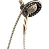 Two-in-One 4-Spray 6 In. Dual Wall Mount Fixed And Handheld Shower Head In Champagne Bronze